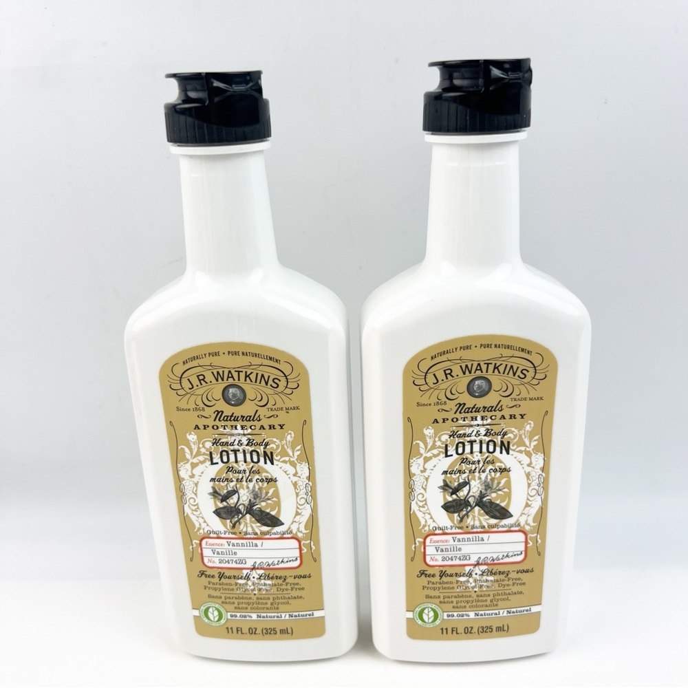 TWO J.R. Watkins Hand and Body Lotion Vanilla 11 oz ea